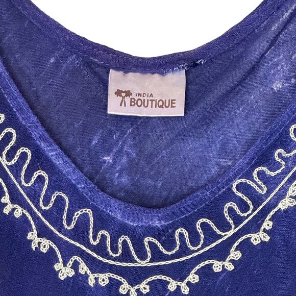 Butterfly Embroidered Beach Dress Free Size Rayon Tie Dye Artsy Asymmetric Fairy - Picture 3 of 11